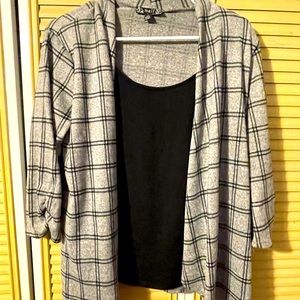 Gray and black blouse